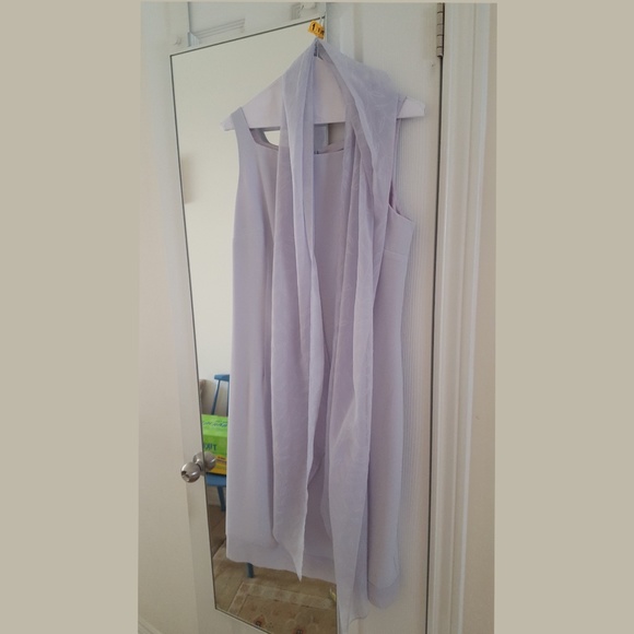 Braemar Polyester Midi Purple Dress with Scarf - Picture 2 of 3